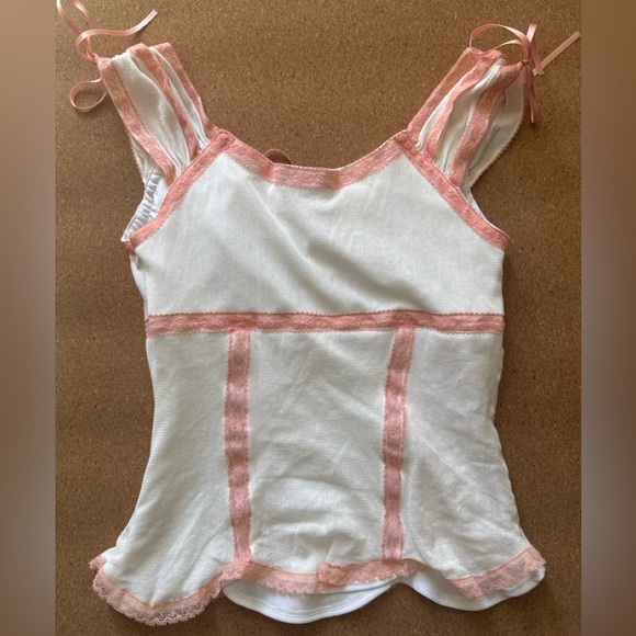 Betsey Johnson Pink and White Blouse - Picture 3 of 4